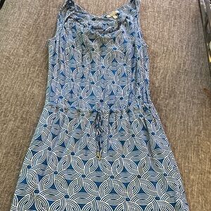 Banana Republic Blue and White Geometric Midi Dress